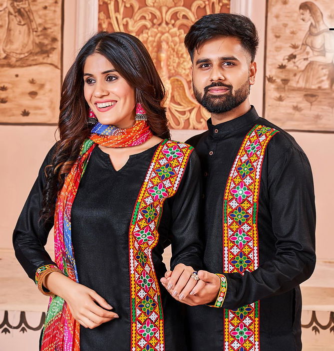 Blue Hills Navratri Twinning Couple Wear Readymade Suits Catalog